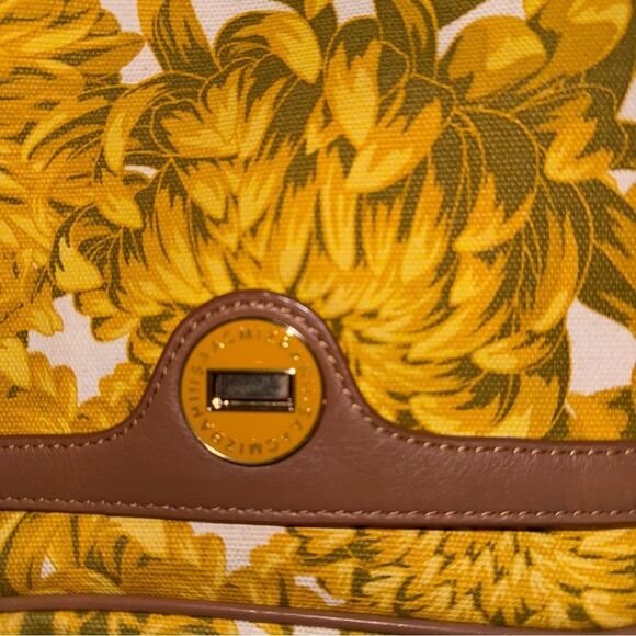 Isaac Mizrahi Yellow and Brown Floral Crossbody Bag - Picture 2 of 8
